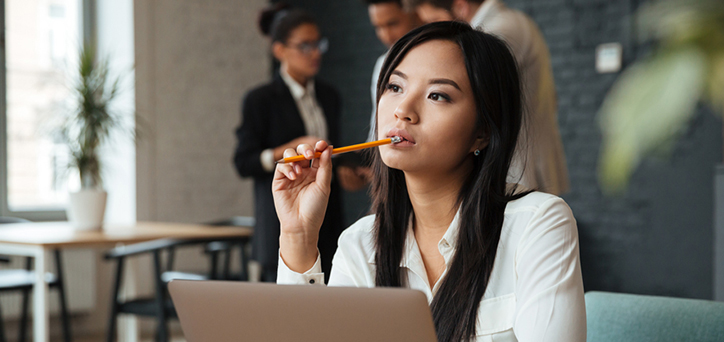 female recruiter thinking