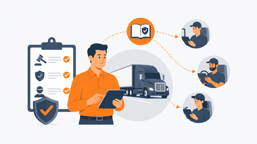 Fleet manager pushing FMCSA compliance training to drivers before a DOT audit