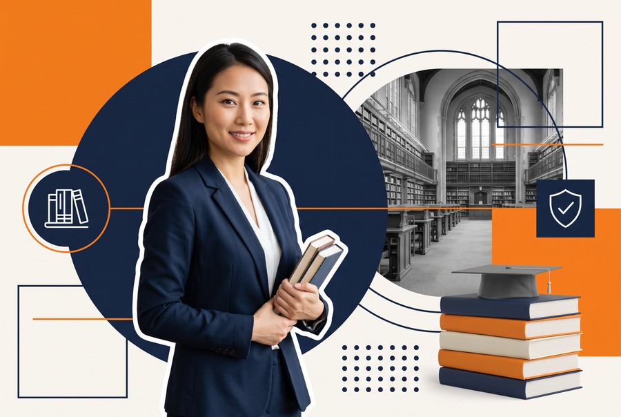 University compliance officer reviewing version-controlled Title IX and Section 504 training modules in a curated learning library