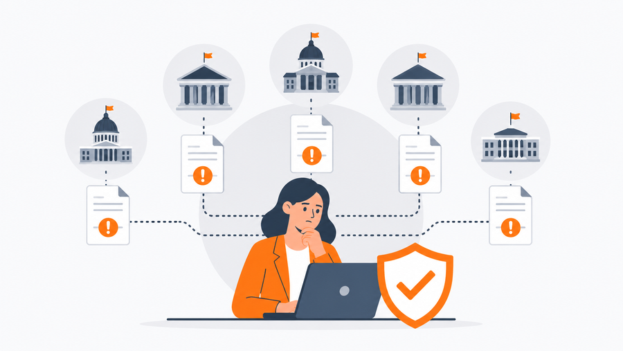 Government training coordinator using policy management software to track policy acknowledgment records across multiple federal and state agencies