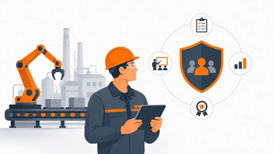 "Manufacturing plant manager using a workforce development platform to verify operator capability beyond training completion