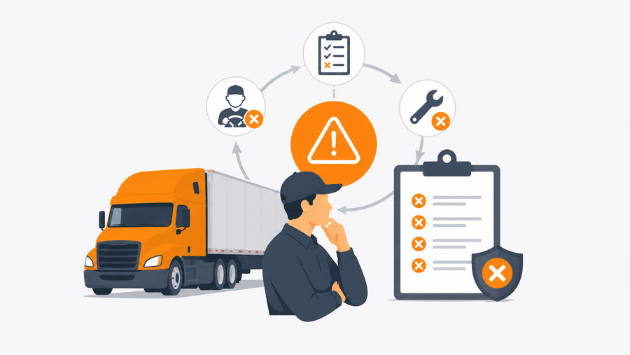 Fleet compliance officer reviewing an FMCSA findings report connected to driver training assignment records