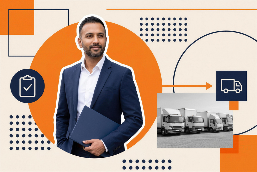 Fleet safety manager reviewing a connected driver qualification file and DOT compliance training dashboard