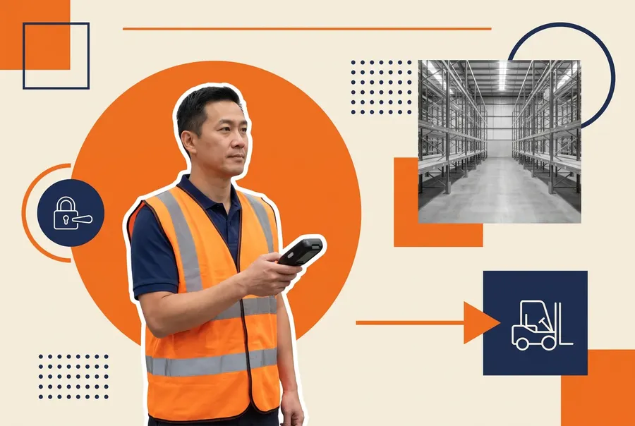 Distribution center safety manager checking training records against the forklift, HazCom and lockout requirements