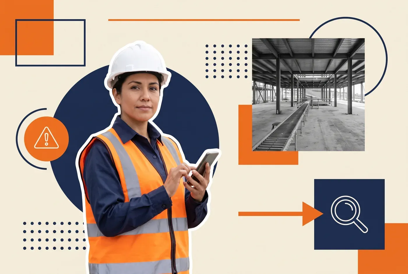 Site worker reporting a near miss from a phone on a construction site