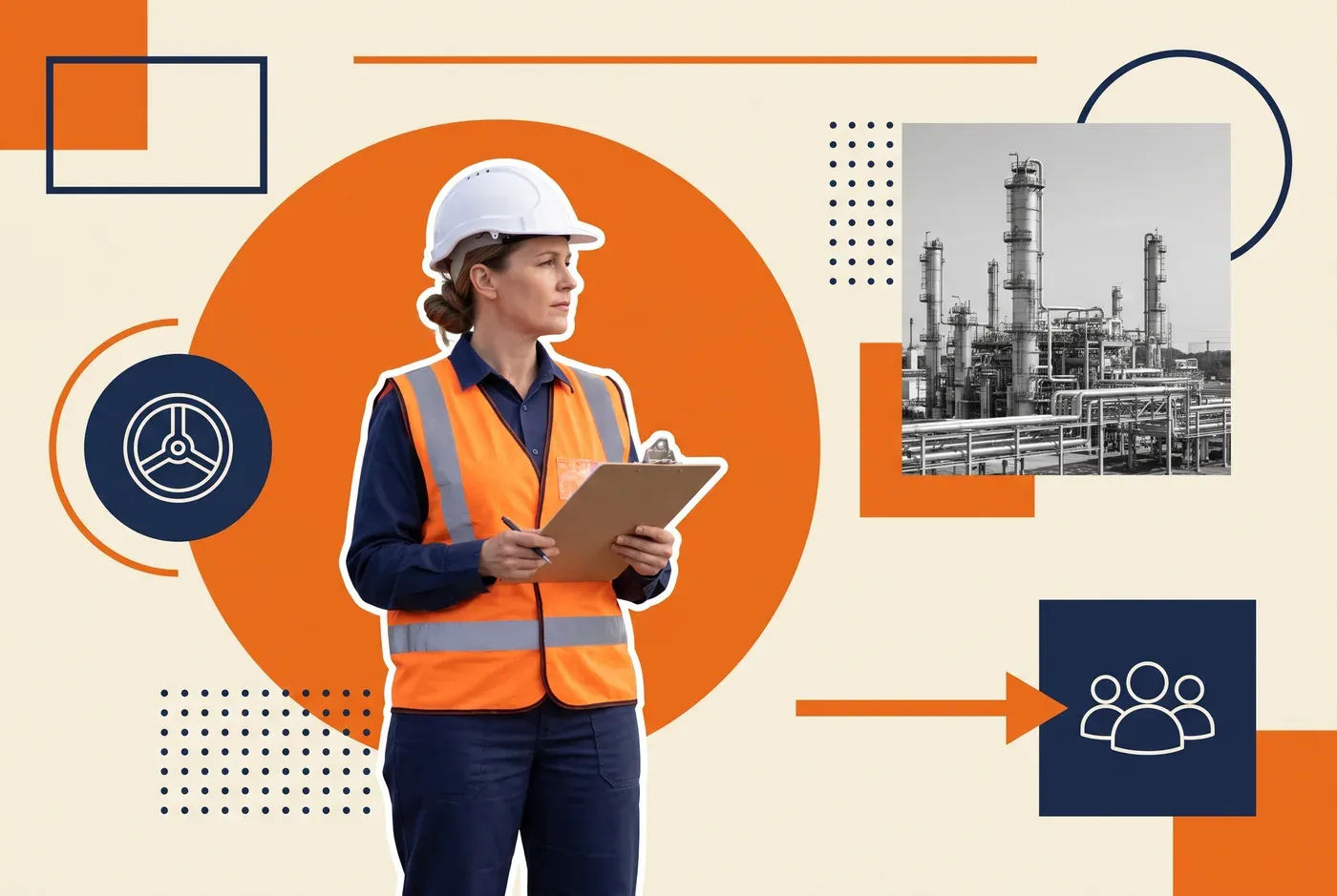 Contract workers arriving at a refinery gate at the start of a turnaround shift