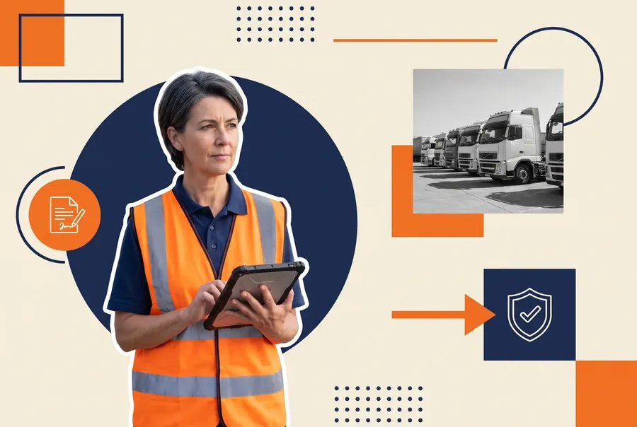 Fleet compliance manager reviewing signed driver policy receipts