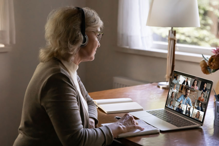 older worker working remotely