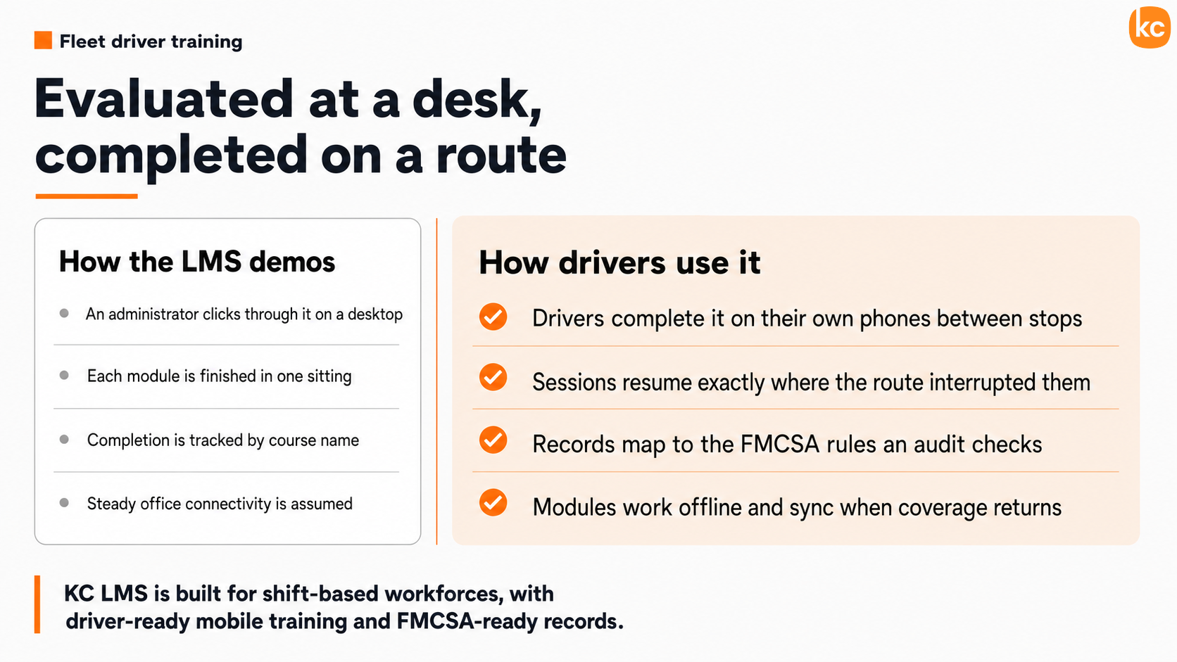 Infographic: Fleet Training: Desk to Route